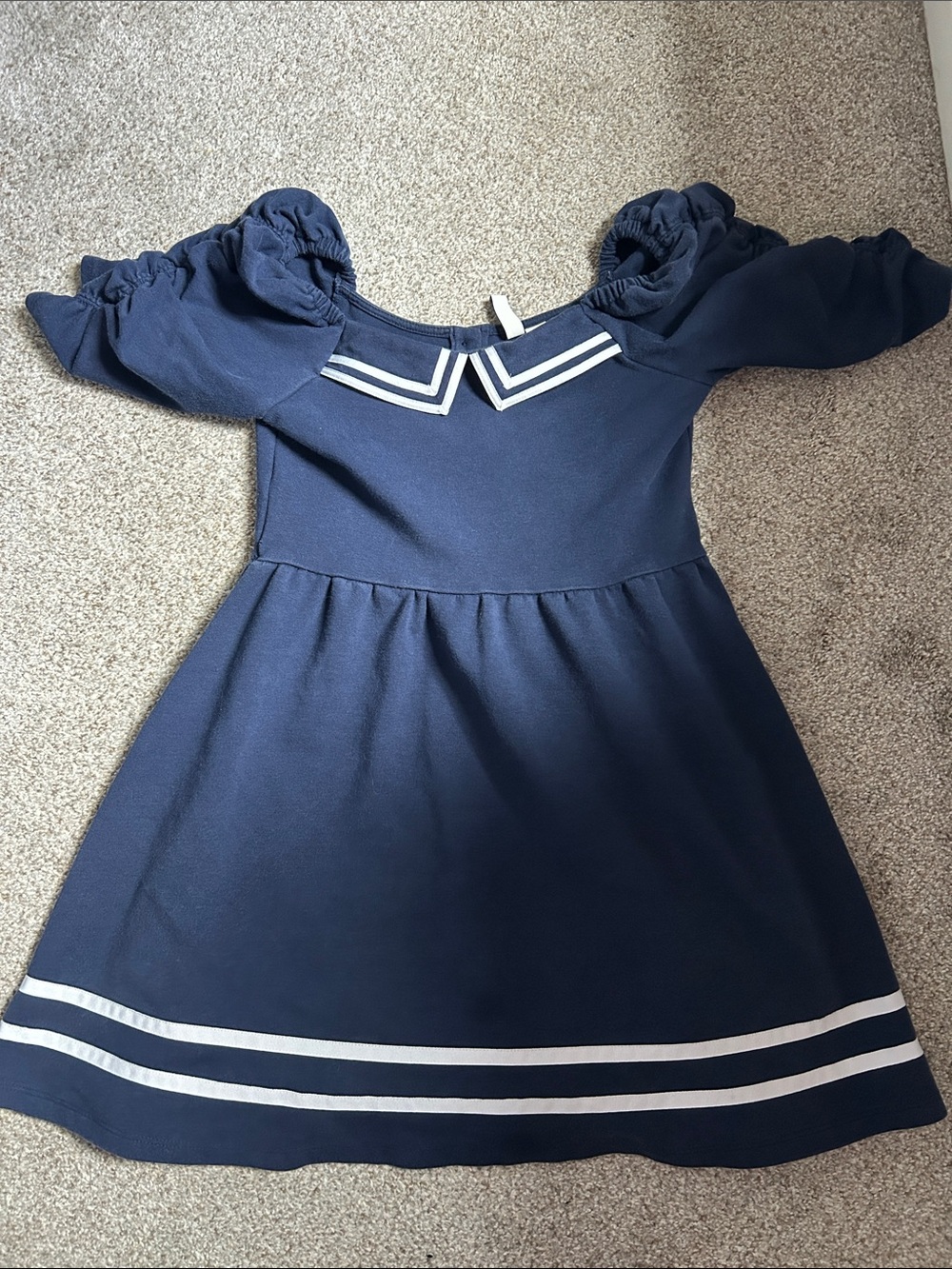 Navy Blue Sailor-Trim Kids Dress